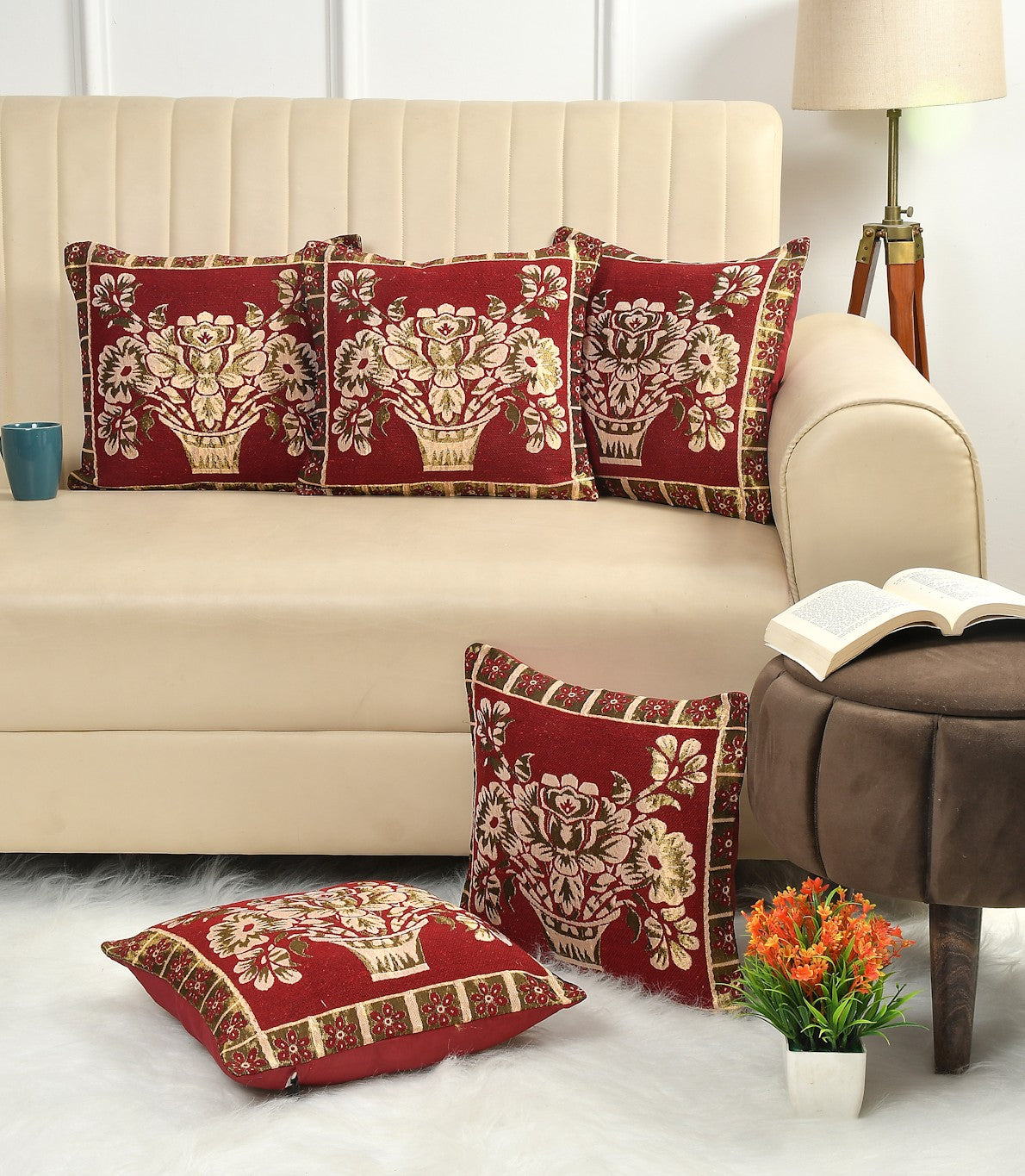 Modern Floral Design Cushions Cover set of 5 (Size-40x40cm)