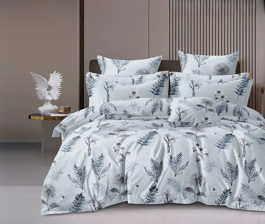 NESTLOOM King Size Fitted Bedsheet (Icy Blue)