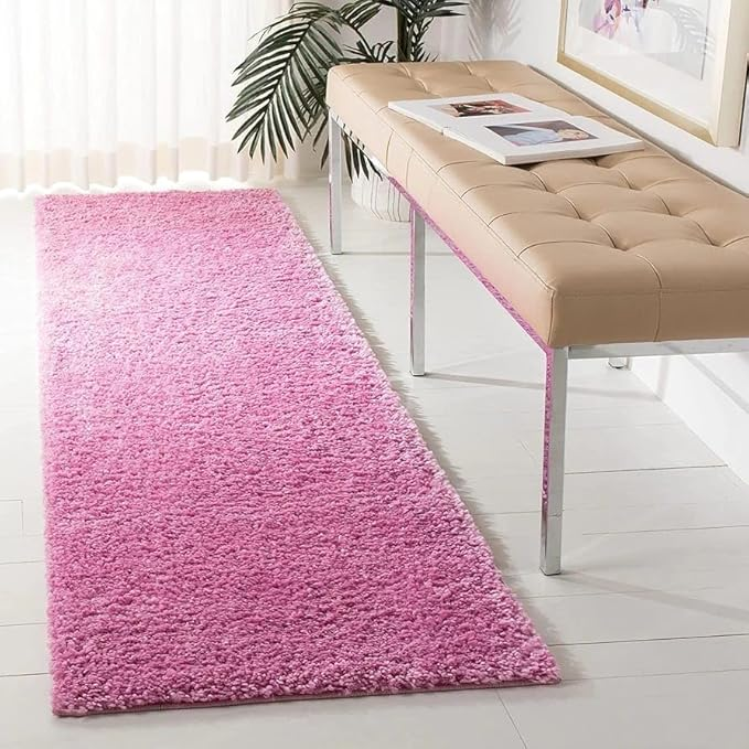 Ultra Soft Shag Handcrafted Anti-Skid, Shaggy Carpet -PINK