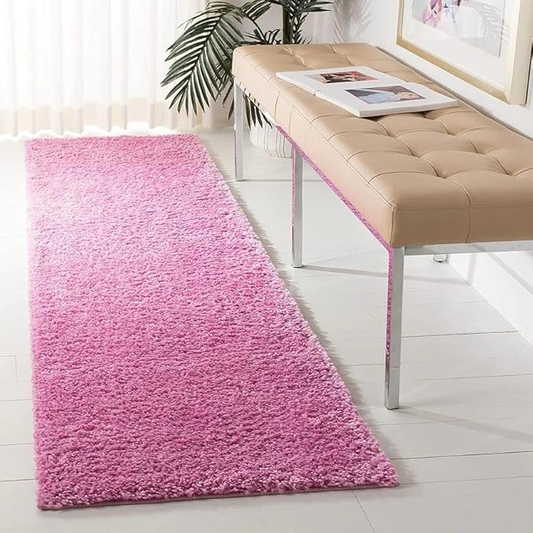 Ultra Soft Shag Handcrafted Anti-Skid, Shaggy Carpet -PINK