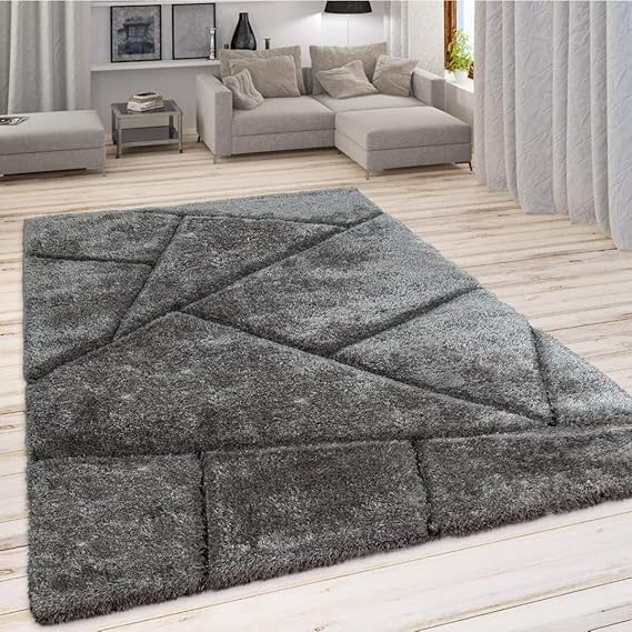 Criss Cross Design Thick and Soft Shaggy Fur Rug-GREY