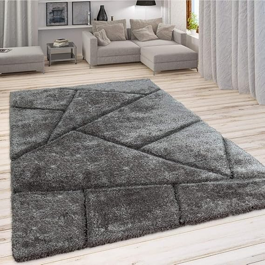 Criss Cross Design Thick and Soft Shaggy Fur Rug-GREY