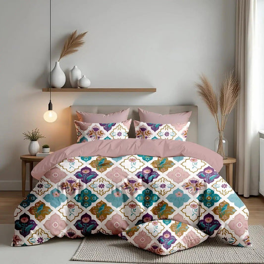 NESTLOOM Heavy Glace Cotton Bedsheet-Coral