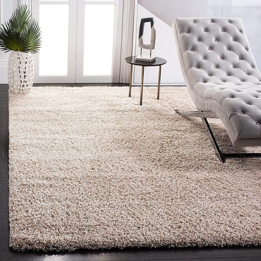 Weaving Beige Polyester Carpet Luxurious Soft Area Rug-BEIGE