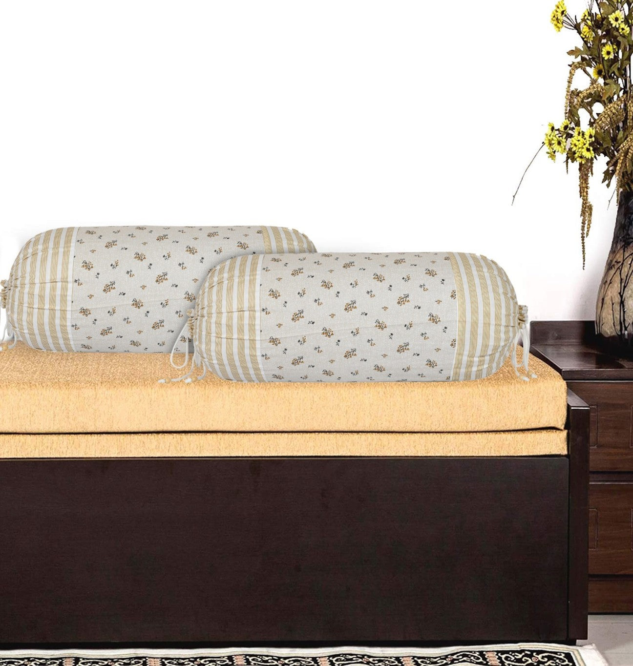 Leaf Design Premium Cotton Bolster Covers