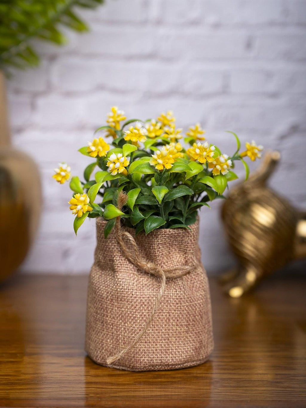 Yellow Artificial Potted Plant - Knitted