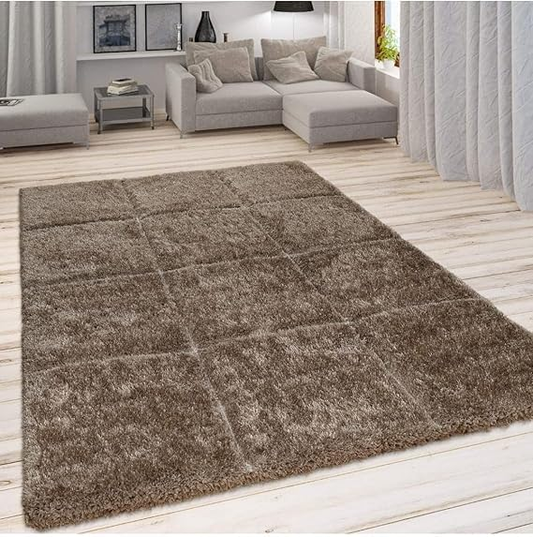 Brick Design Thick and Soft Shaggy Fur Rug-BROWN