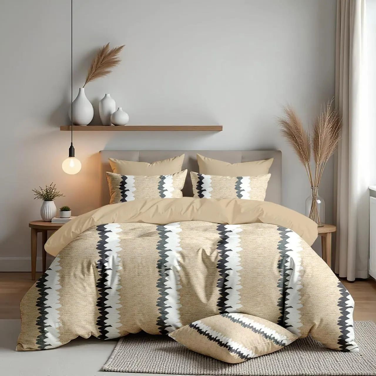 NESTLOOM Heavy Glace Cotton Bedsheet-Peach