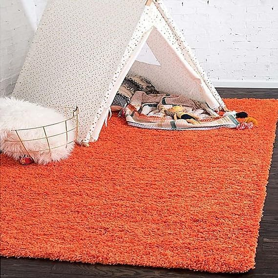 Soft Modern Area Rugs Fluffy Living Room Shag Comfy-ORANGE