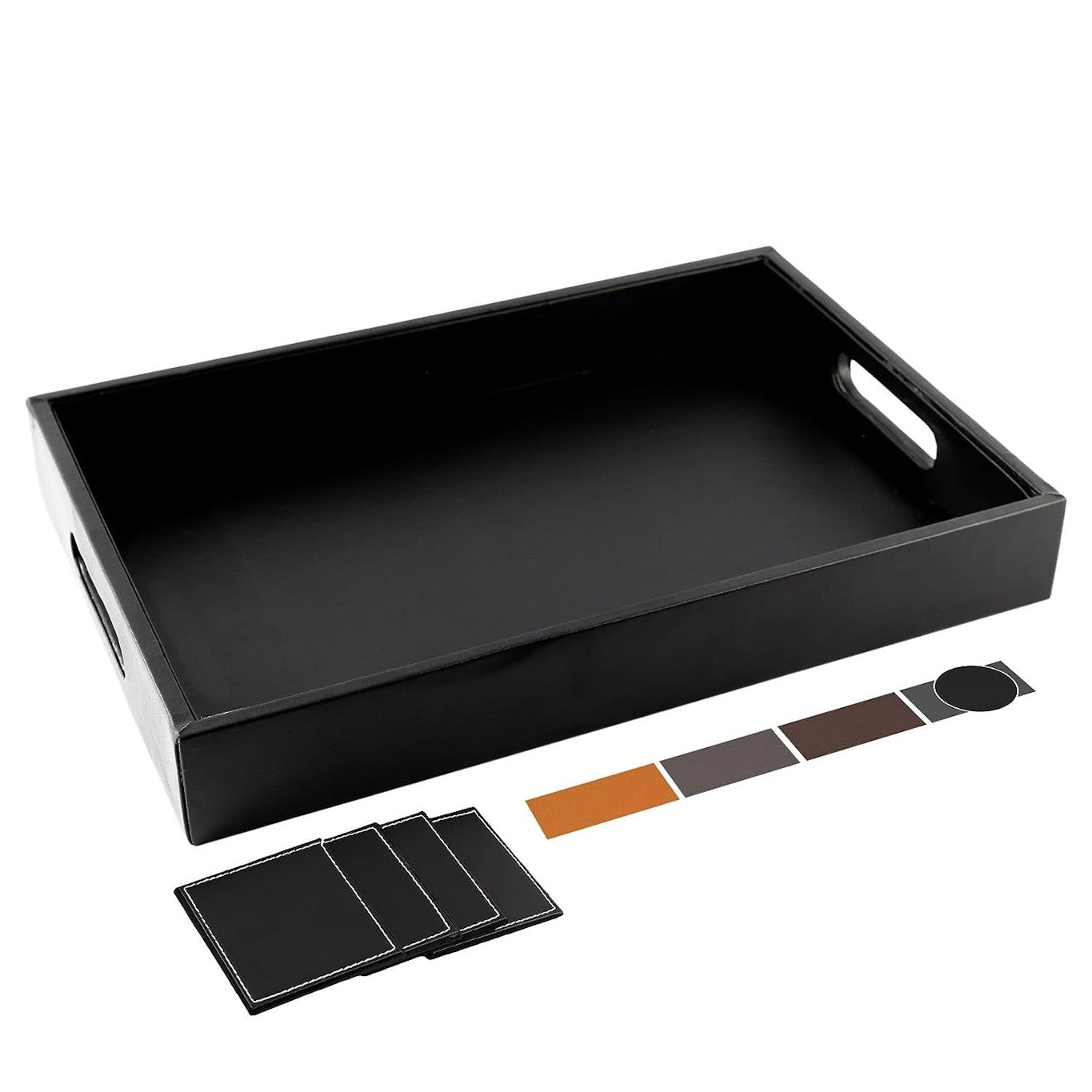 Decorative Wooden Round Serving Trays Black Golden Circles Print for