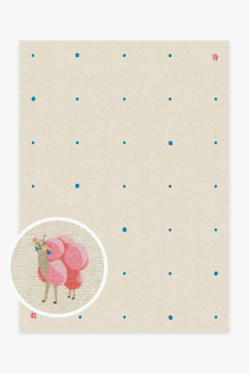 Gray Malin Llama Dot Ivory & Blue Tufted Rug
