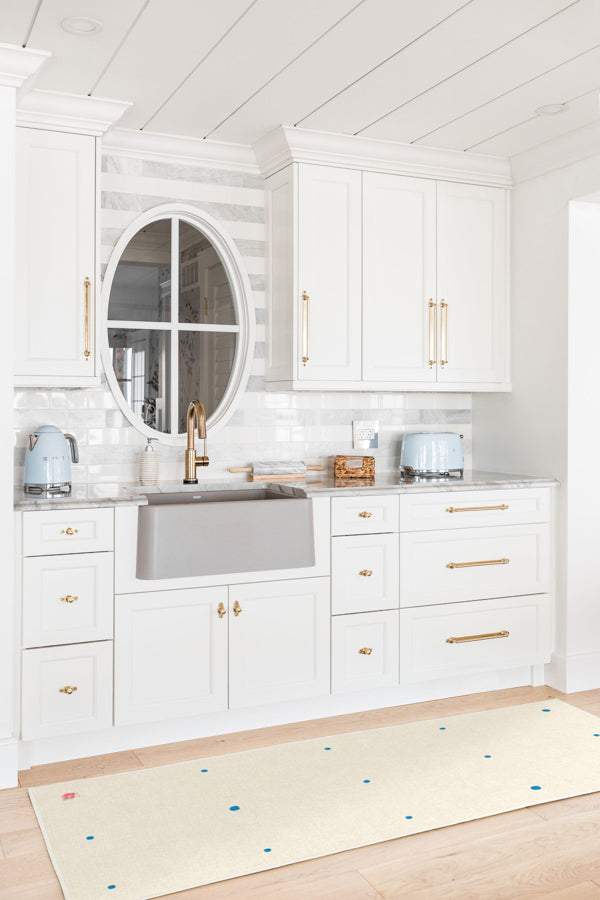 Gray Malin Llama Dot Ivory & Blue Tufted Rug