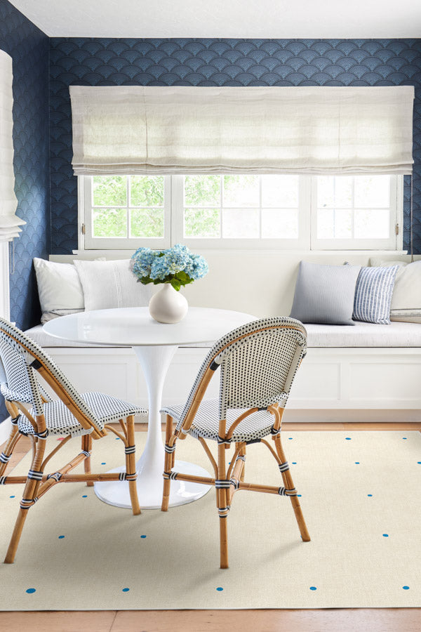 Gray Malin Llama Dot Ivory & Blue Tufted Rug