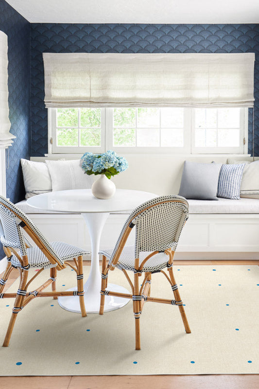 Gray Malin Llama Dot Ivory & Blue Tufted Rug