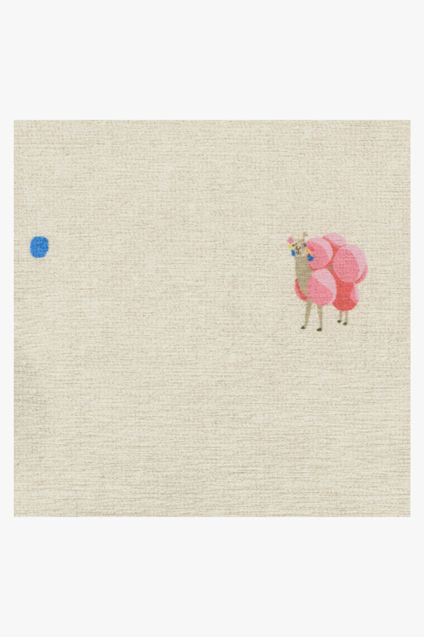 Gray Malin Llama Dot Ivory & Blue Tufted Rug