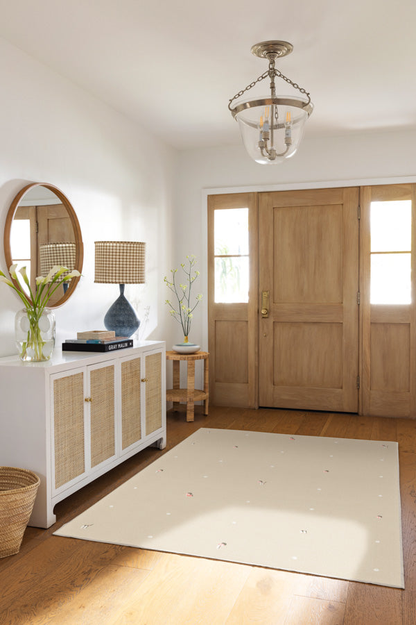 Gray Malin Umbrella Dot Cream & Pink Tufted Rug