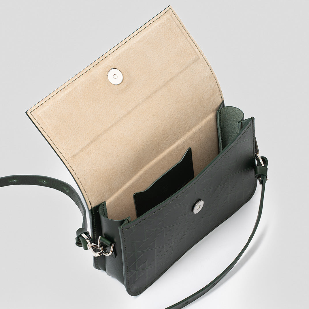 Leather Shoulder Bag - Curie (Orange Vectors)