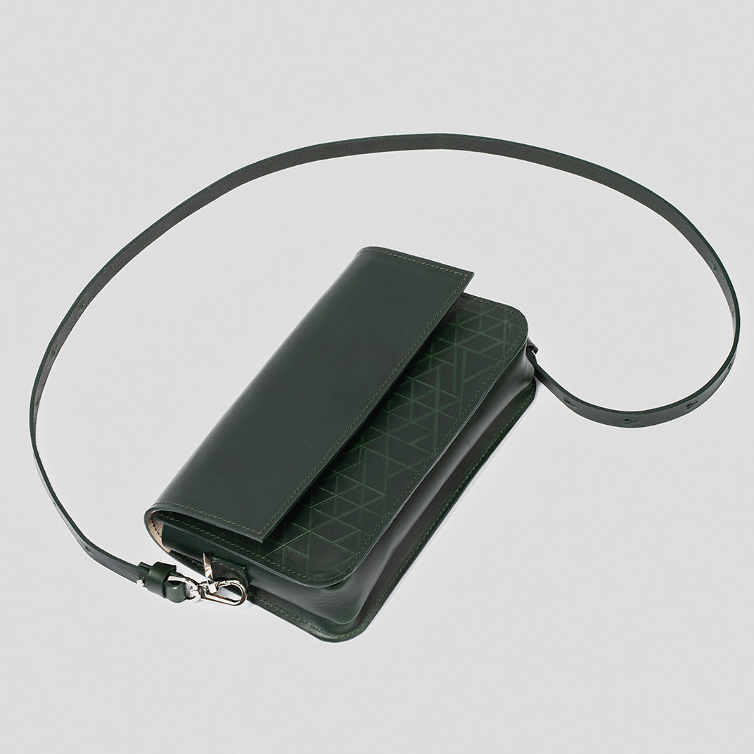 Leather Shoulder Bag - Curie (Orange Vectors)