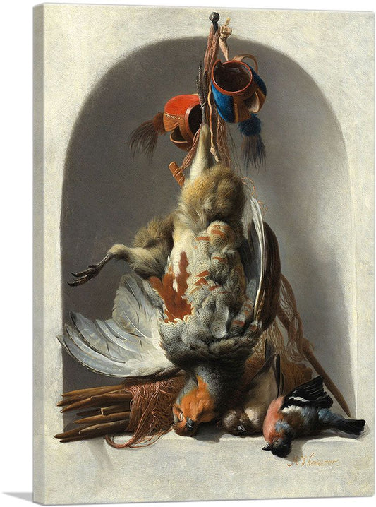 Still Life with Birds and Hunting Gear in a Niche 1633