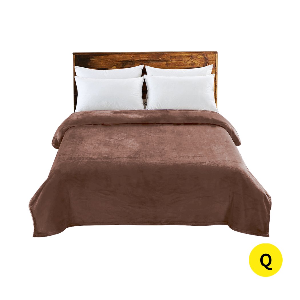 DreamZ 320GSM 220x240cm Ultra Soft Mink Blanket Warm Throw in Mink