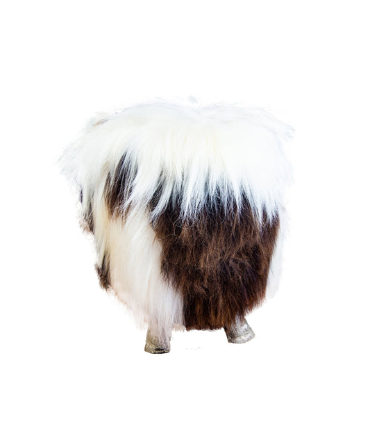Birch Wood and real Jacob sheepskin Ottoman