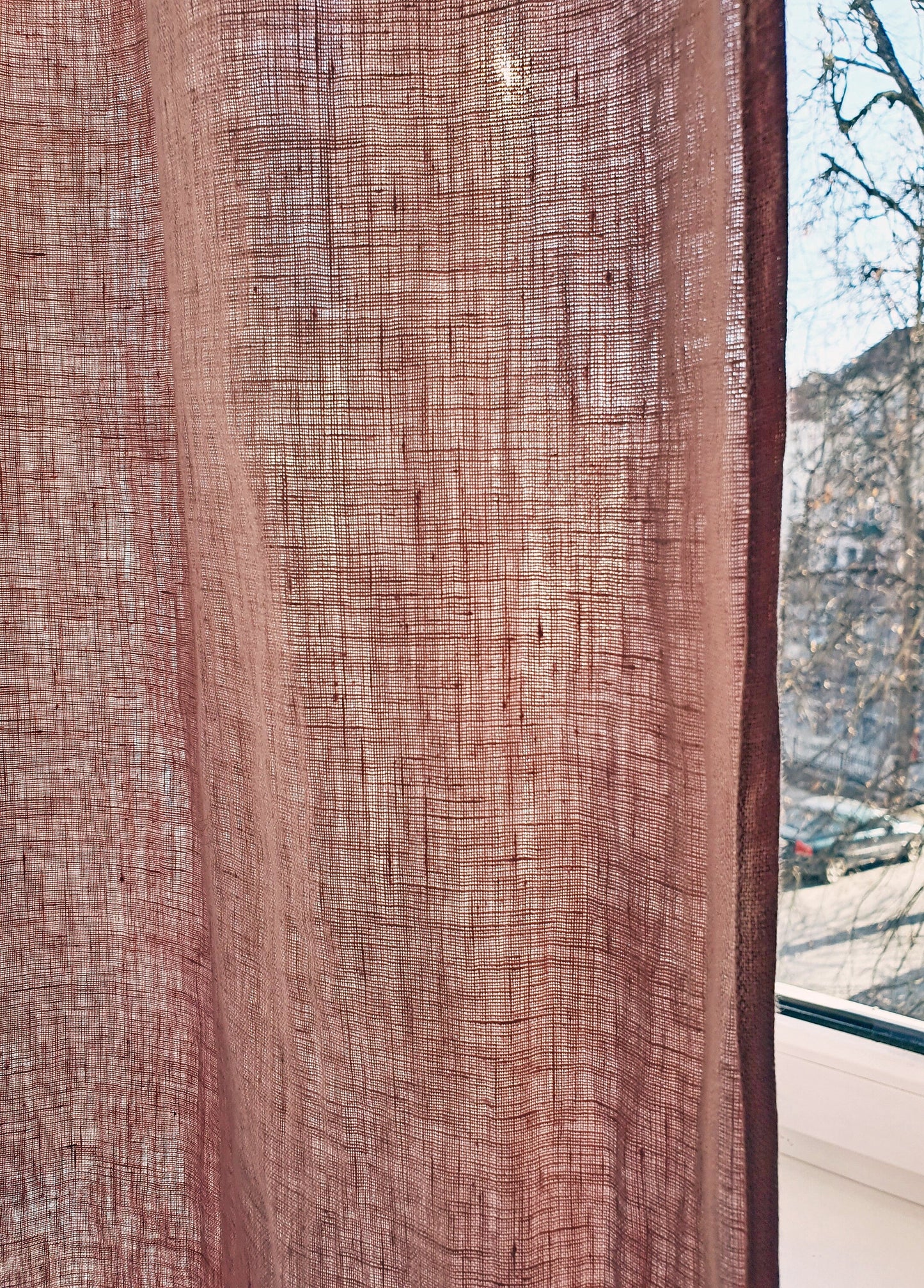 Asphalt Grey linen curtain with tabs