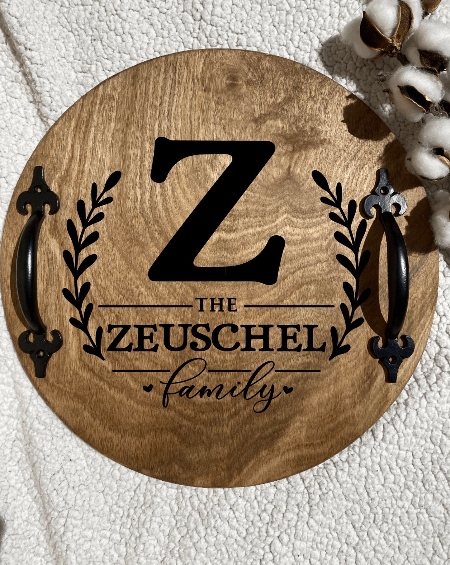 Personalized Family Name Serving Tray With Initial