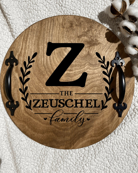 Personalized Family Name Serving Tray With Initial