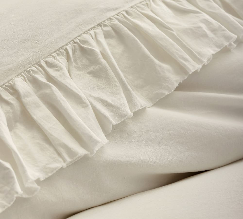 Ivory - 100% Pure Linen | Linen Cotton Mix | 3 Piece Ruffle Duvet