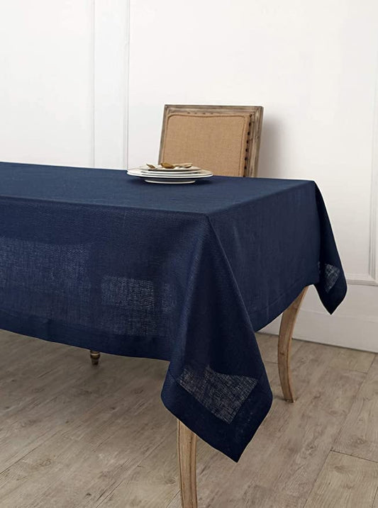 Navy Blue Tablecloth | Pure Linen | Linen Cotton Mix | Soft | Handmade