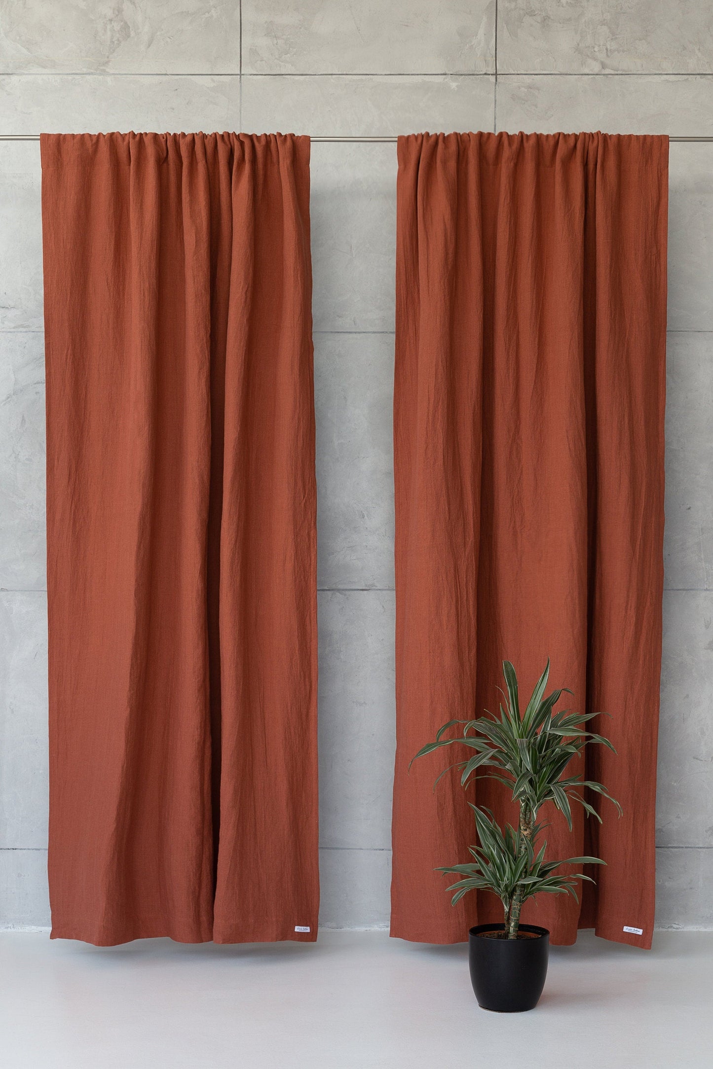 Reddish Brown linen curtain with blackout, rod pocket