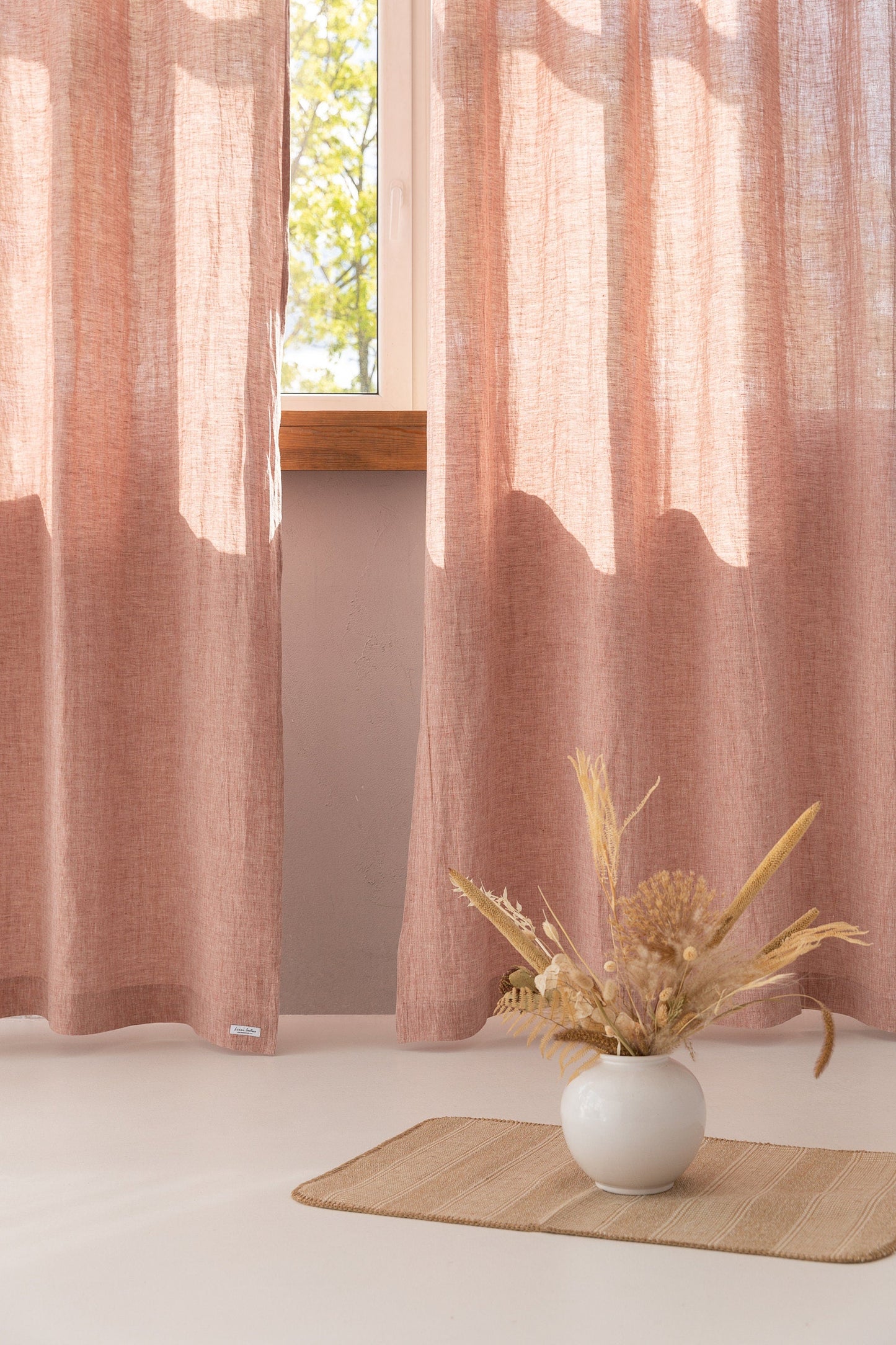 Melange Burgundy linen curtain with grommets