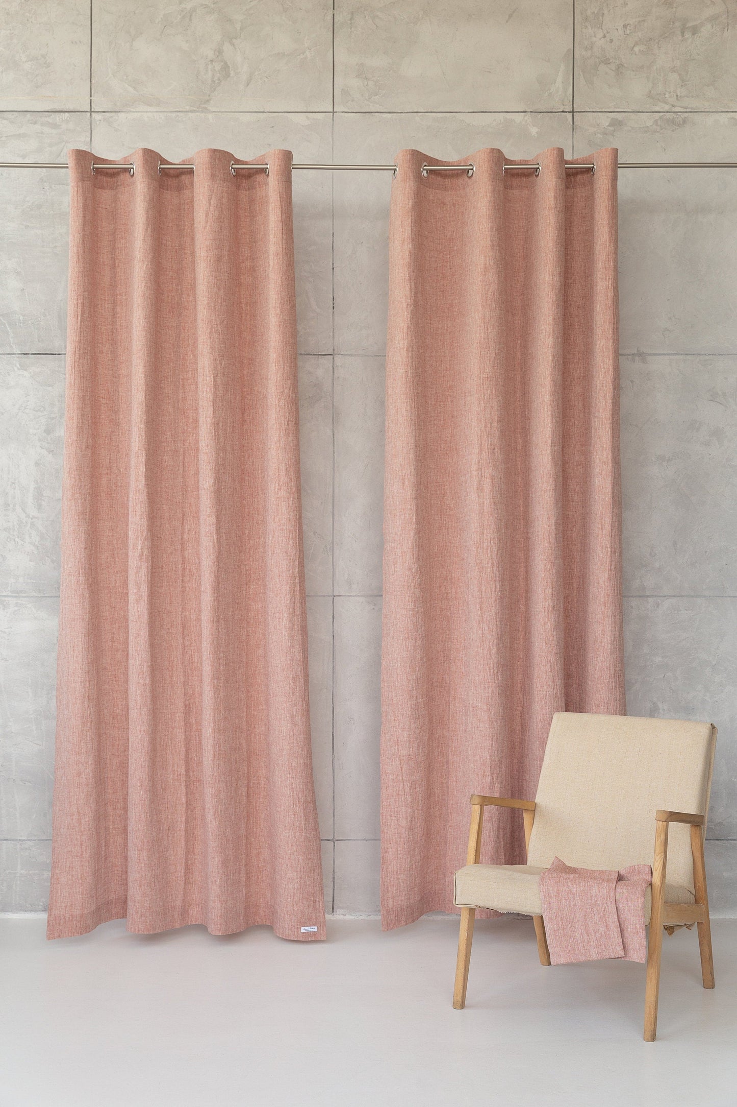 Melange Burgundy linen curtain with grommets