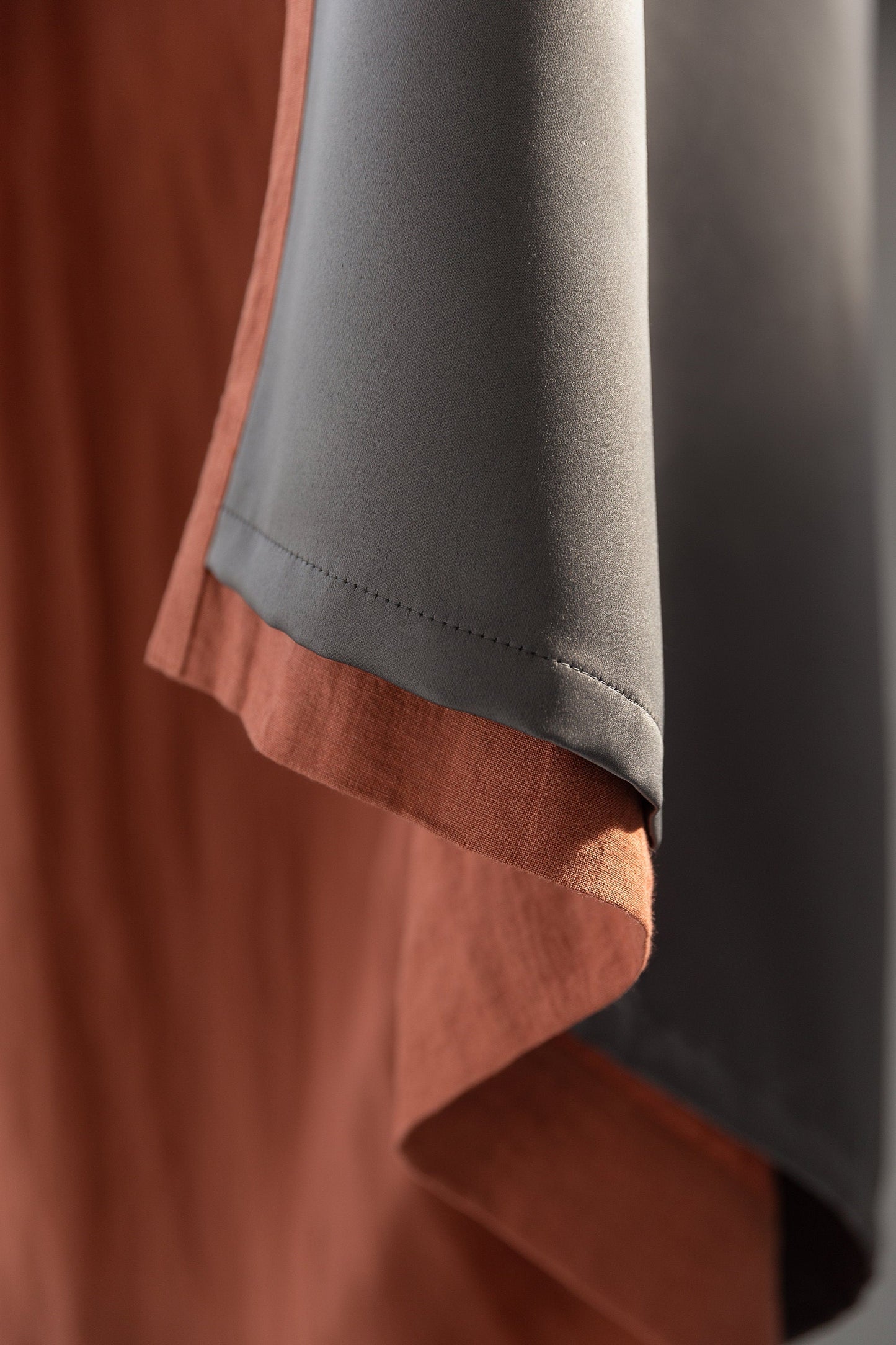 Reddish Brown linen curtain with blackout, rod pocket