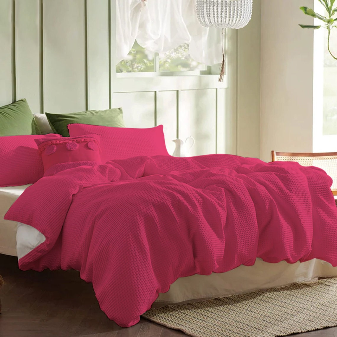 Waffle Weave Pure Linen Duvet Cover Sets