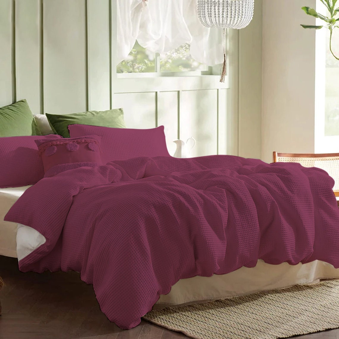 Waffle Weave Pure Linen Duvet Cover Sets