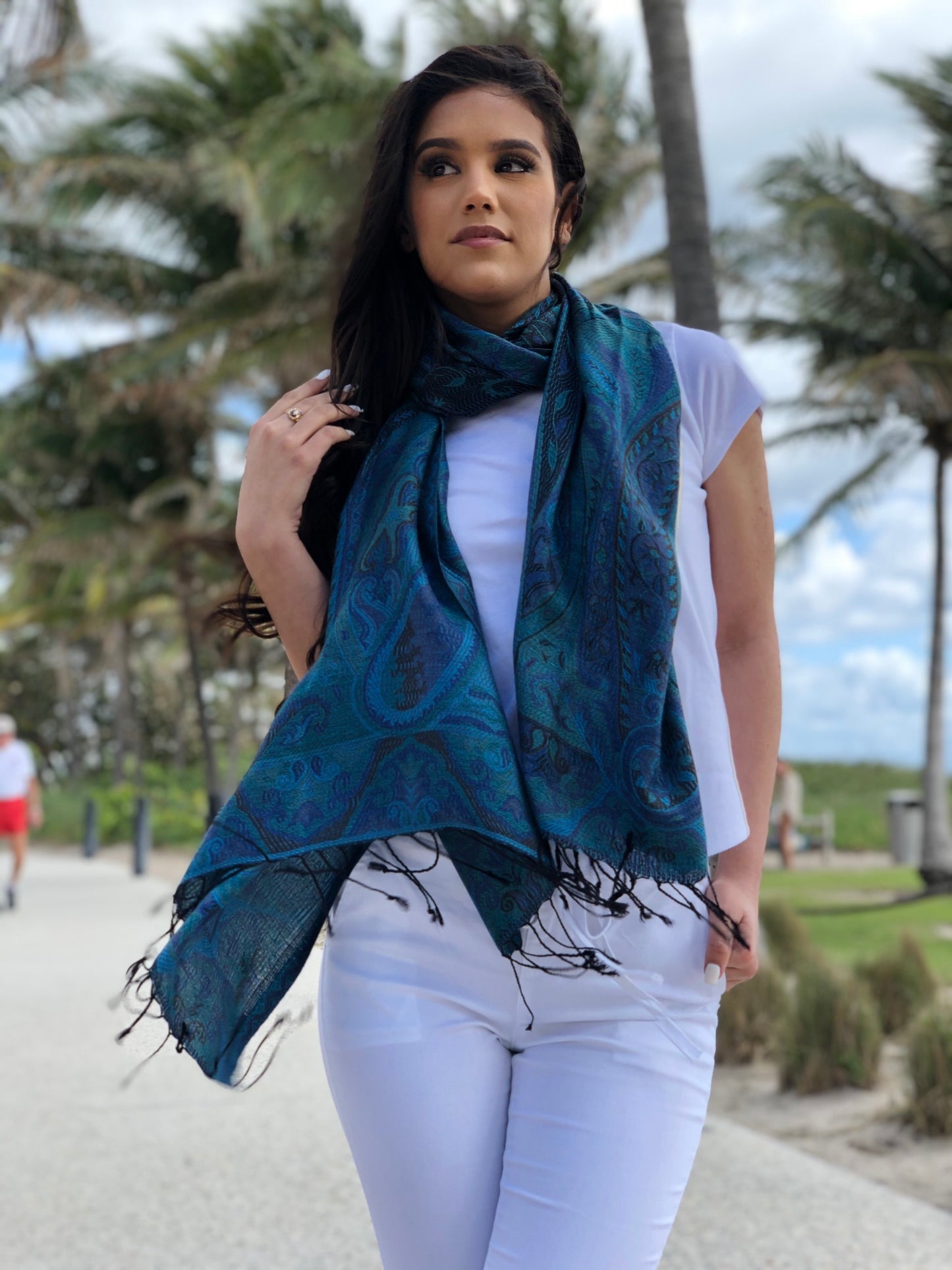 Blue/Green Jamawar Pashmina
