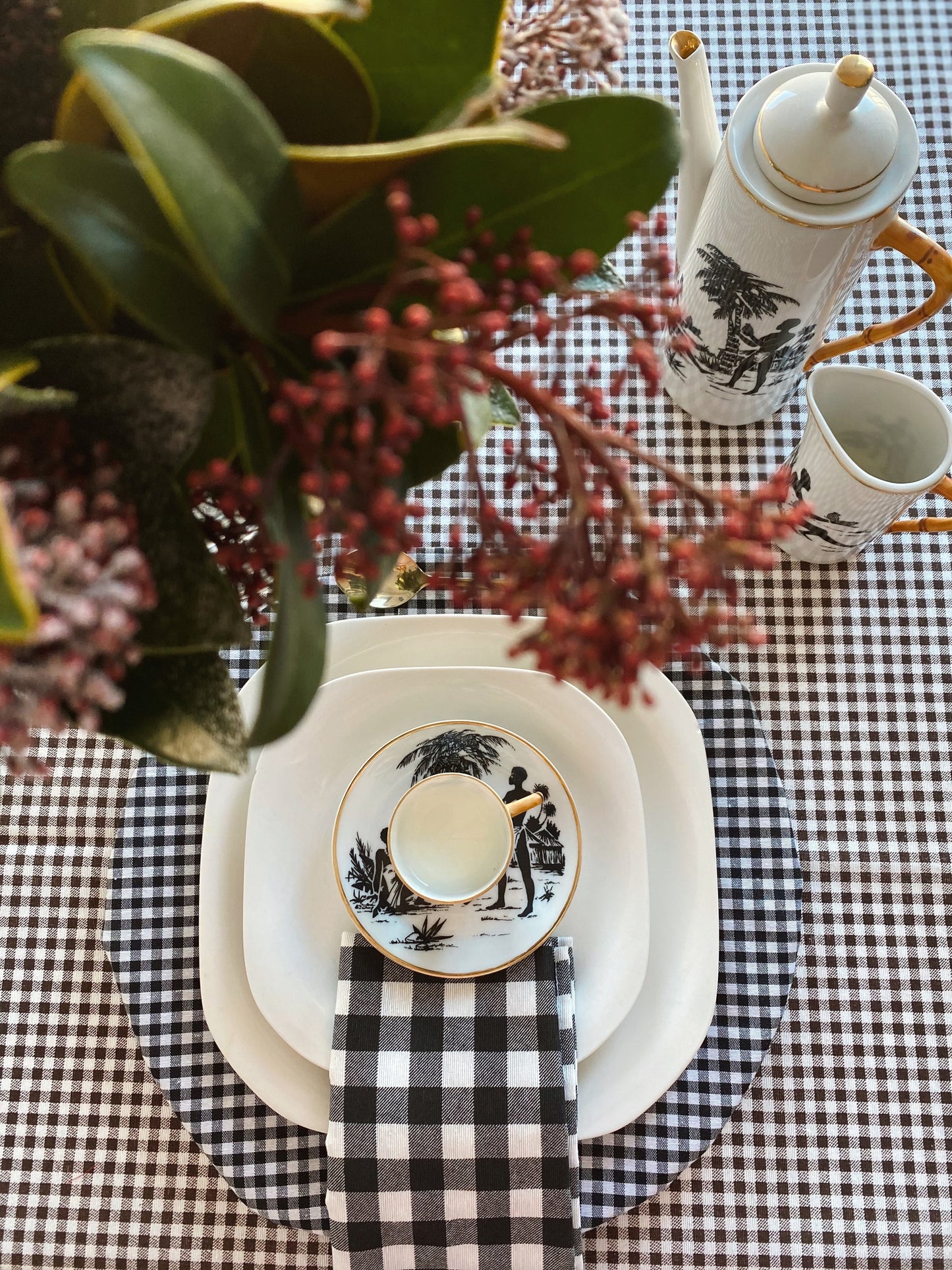 PACK SERVILLETAS VICHY NEGRO CUADRO MEDIANO