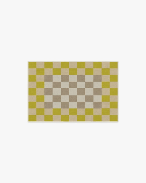 Jonathan Adler Checker Border Chartreuse Tufted Rug