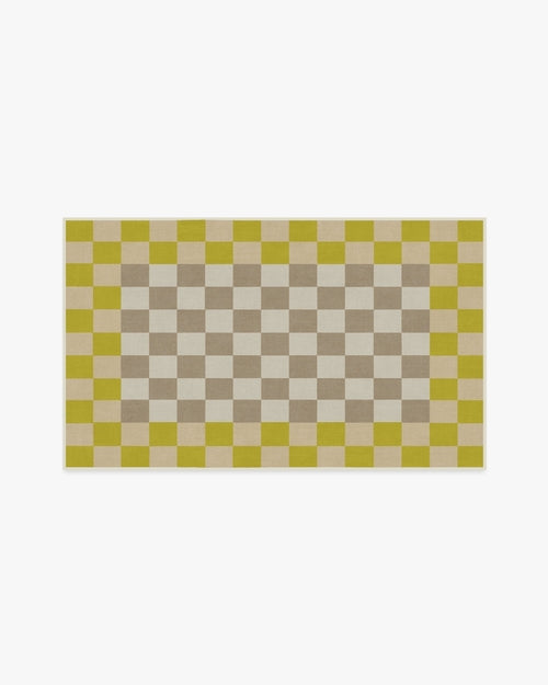Jonathan Adler Checker Border Chartreuse Tufted Rug
