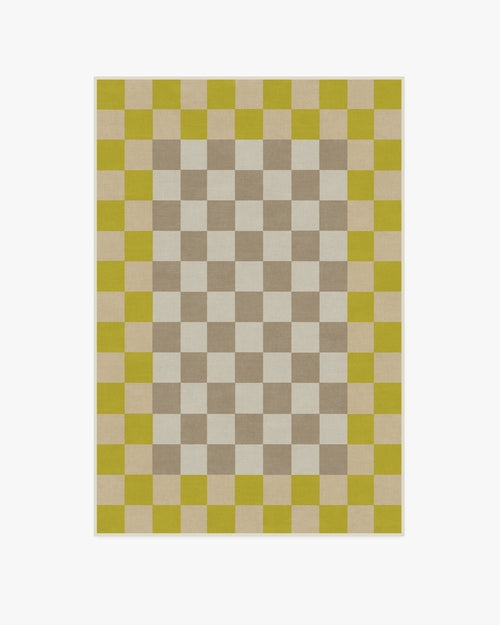 Jonathan Adler Checker Border Chartreuse Tufted Rug