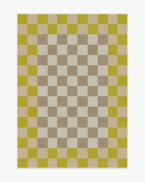 Jonathan Adler Checker Border Chartreuse Tufted Rug