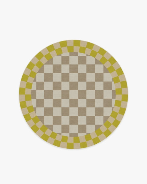 Jonathan Adler Checker Border Chartreuse Tufted Rug