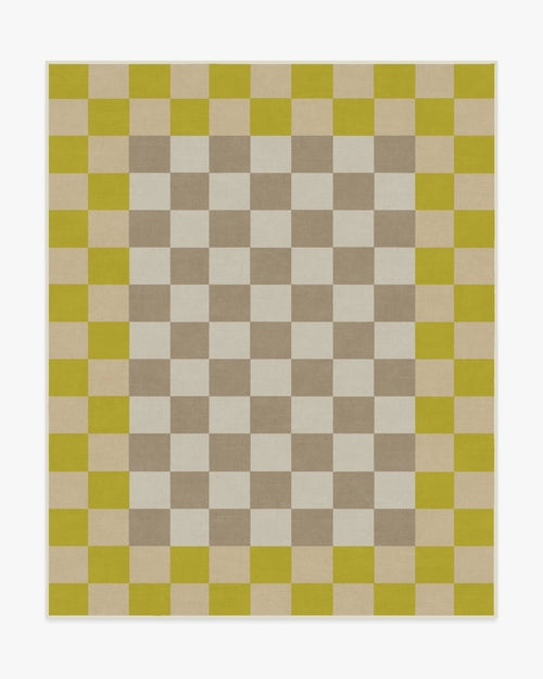 Jonathan Adler Checker Border Chartreuse Tufted Rug