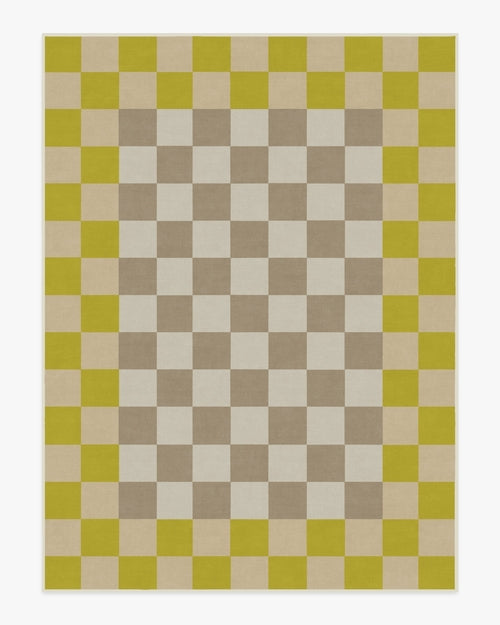 Jonathan Adler Checker Border Chartreuse Tufted Rug