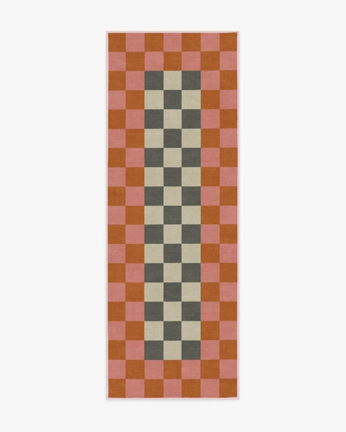 Jonathan Adler Checker Border Pink & Orange Tufted Rug