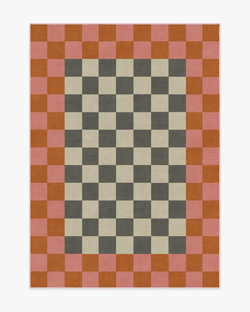 Jonathan Adler Checker Border Pink & Orange Tufted Rug