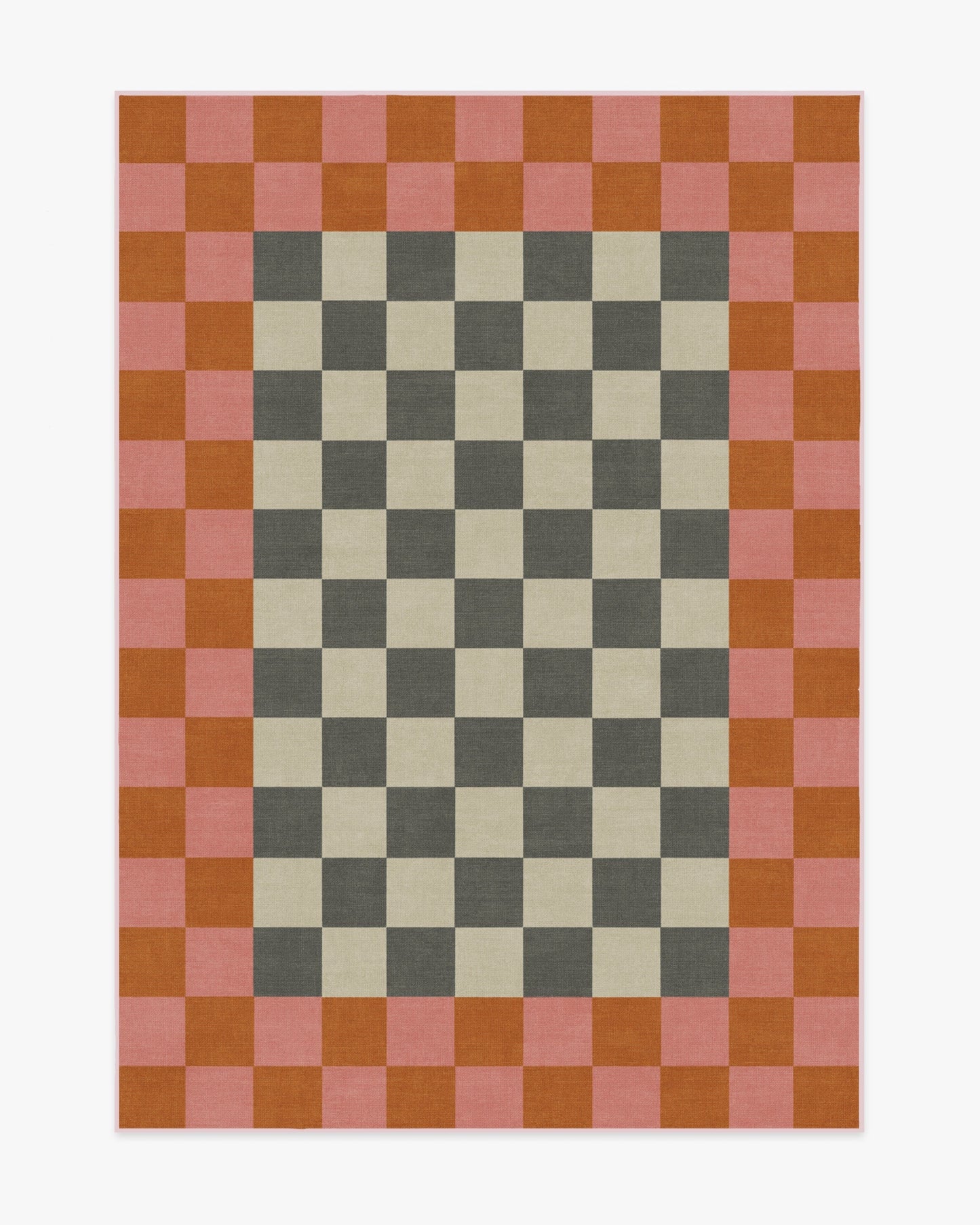 Jonathan Adler Checker Border Pink & Orange Tufted Rug