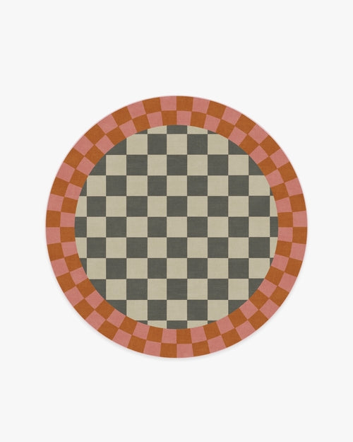 Jonathan Adler Checker Border Pink & Orange Tufted Rug