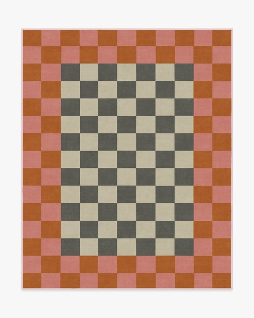 Jonathan Adler Checker Border Pink & Orange Tufted Rug